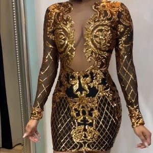 Custom Gold black dress